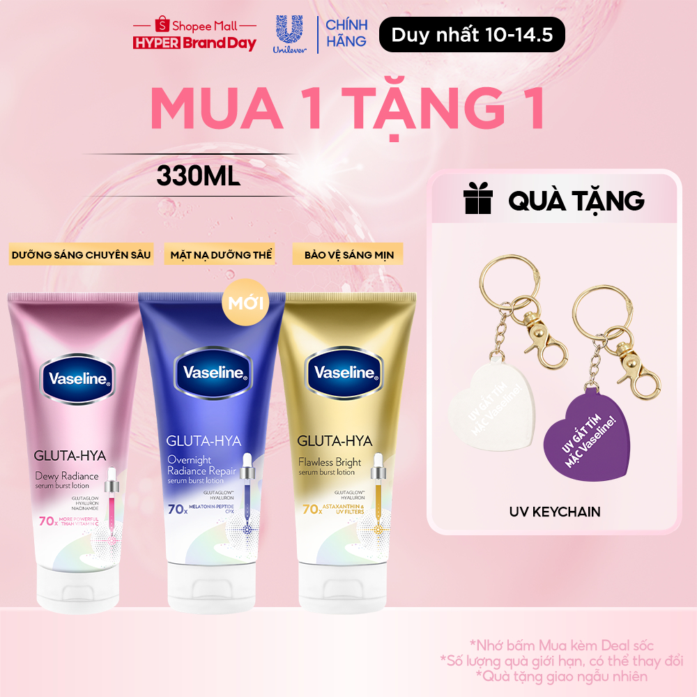 Serum Vaseline Gluta-Hya Dưỡng Da Sáng Mịn Sau 5 Ngày 300ML (bao bì tùy đợt nhập hàng)