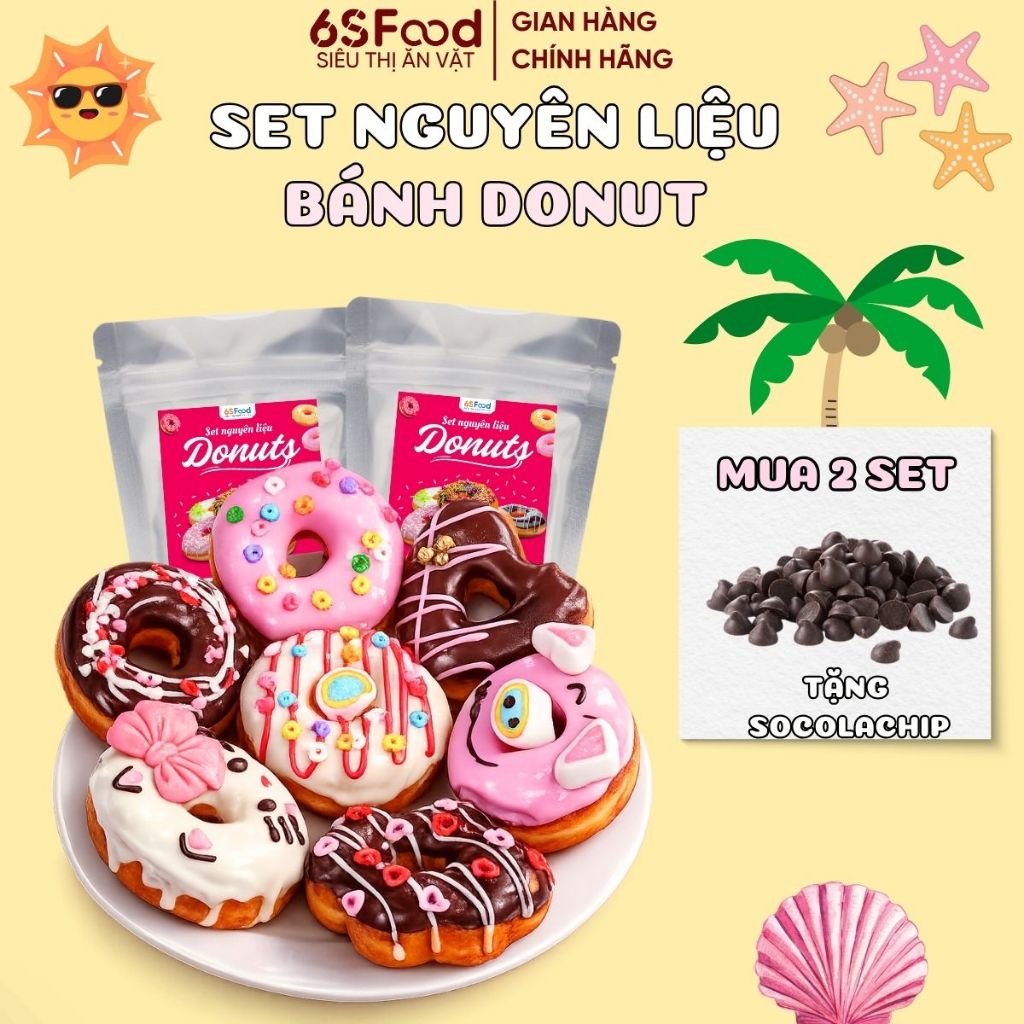 Set nguyên liệu làm bánh Donut thành phẩm 10 bánh tiện lợi, dễ làm tại nhà - 6SFOOD