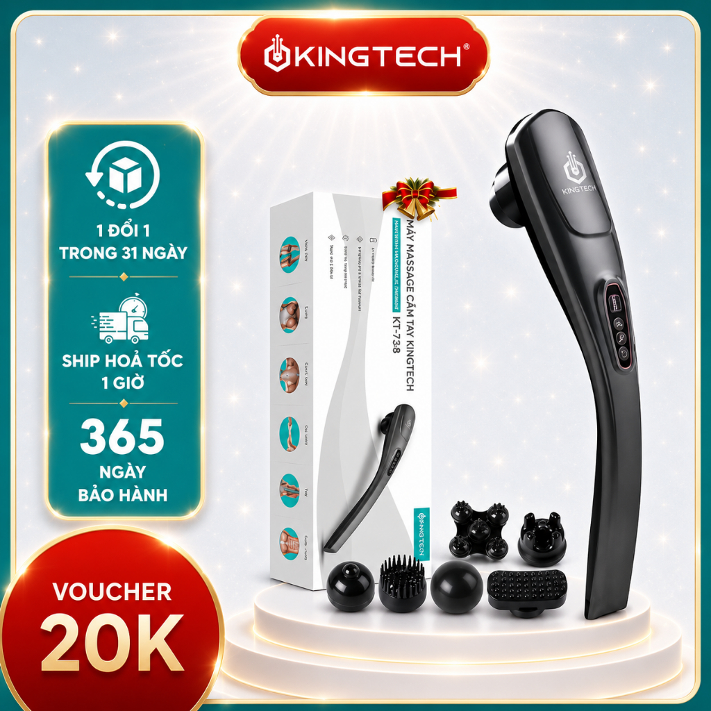 Máy Massage Cầm Tay KINGTECH KT-1768 Matxa Toàn Thân, Chuyên Sâu Vai, Lưng, Chân Tay Giảm Đau Nhức C