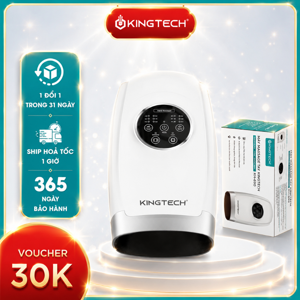 Máy Massage Tay Cao Cấp KingTech KH-690 - 6 Cấp Độ Mát Xa Nén, Rung Tích Hợp Nhiệt - Giảm Đau Khớp, 