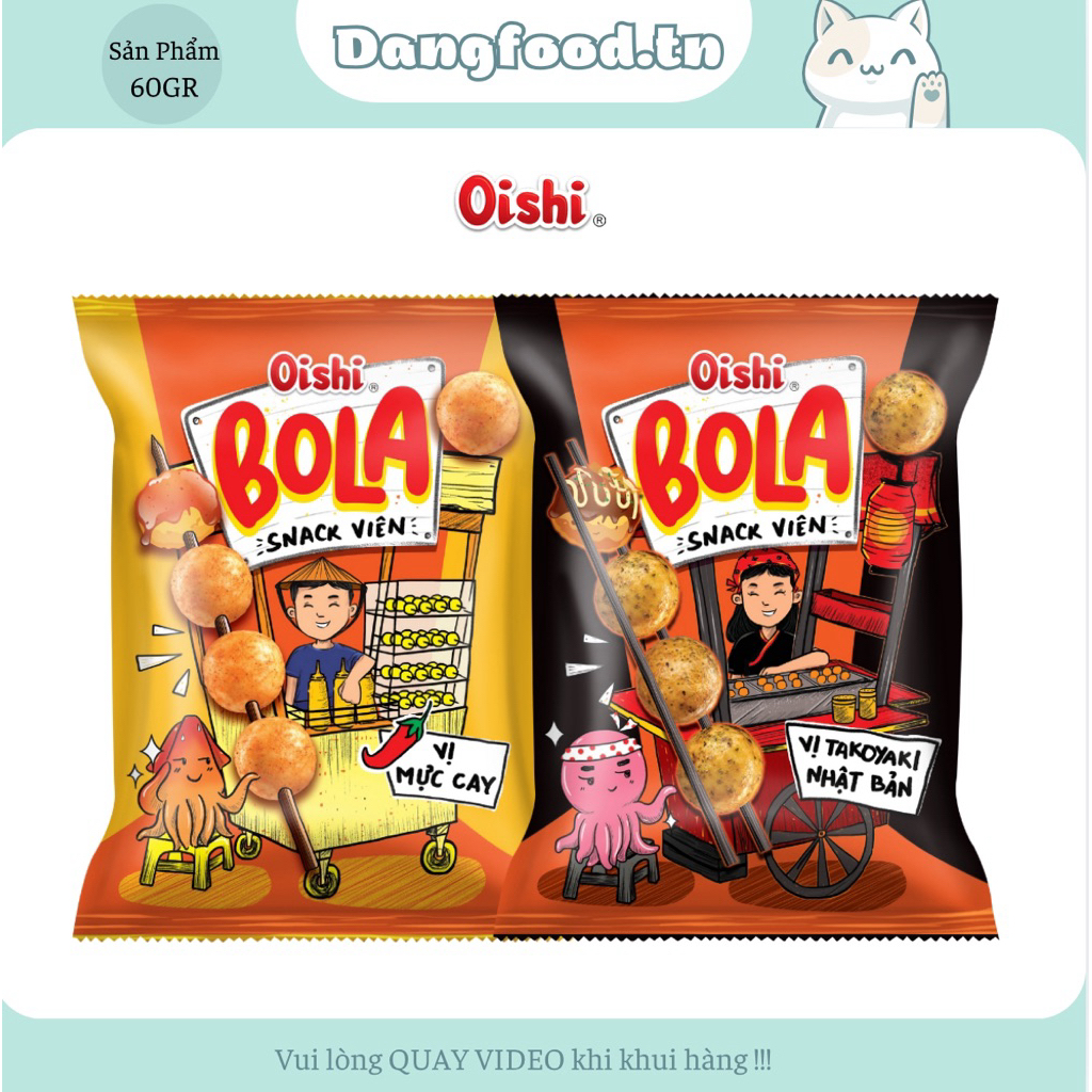 Combo 5 Gói Snack Oishi BoLa Vị Mực Cay Và Takoyaki 68gr