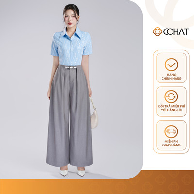 Quần Ống Rộng 𝐂𝐂𝐇𝐀𝐓 Dáng Suông Kiểu Marius Xếp Ly Chất Liệu Tuytsi Cao Cấp 25QDS2032ST