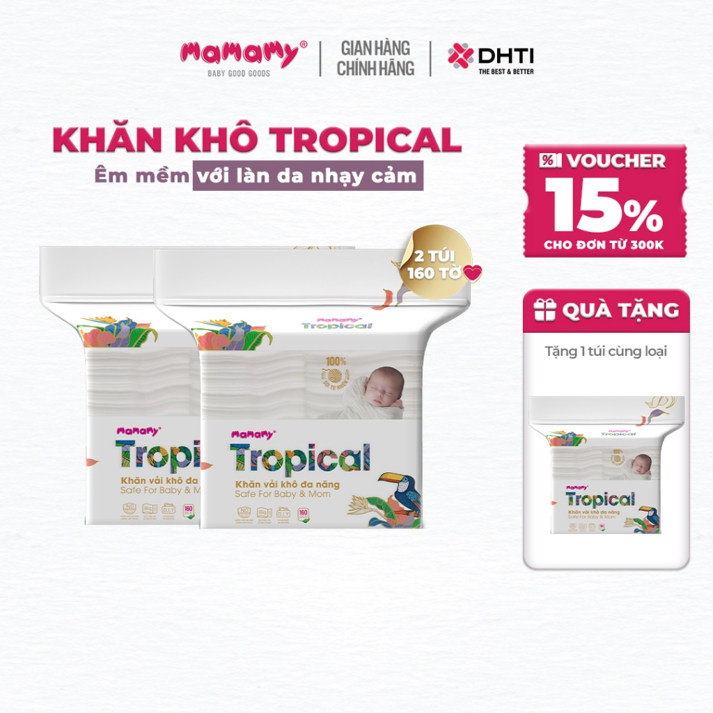 [LÀM MẸ CÙNG PHƯƠNG X MAMAMY] Khăn khô cao cấp cho bé Mamamy 100% sợi tự nhiên và rayon Tropical gói