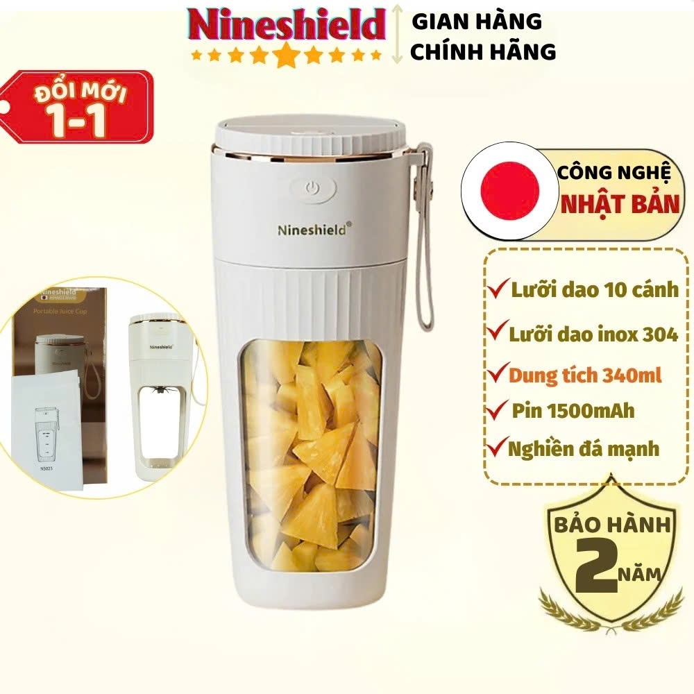 Máy xay sinh tố cầm tay tích điện Nineshield NS025 10 Lưỡi inox 304 pin dung lượng lớn