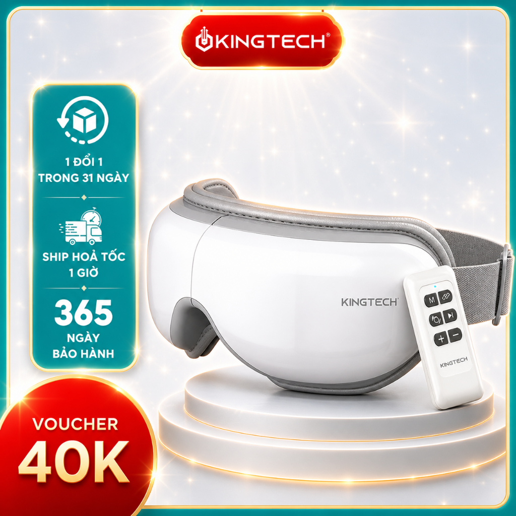 Máy Massage Mắt KY-925 - Chính Hãng KINGTECH Mát xa Túi Khí Kèm Nhiệt, Tích Hợp Nghe Nhạc Bluetooth,