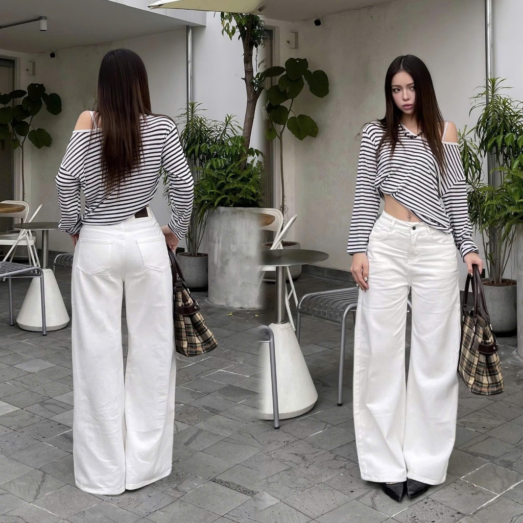 THE QUẠO - Quần Jeans Nữ  Lưng Cao Ống Rộng 27cm Basic Nhiều Màu R1506_686 | BigBuy360 - bigbuy360.vn