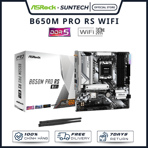 Mainboard ASRock B650M Pro RS WiFi - Socket AM5, DDR5, Wi-Fi 6E, PCIe 5.0 – Lựa Chọn Hoàn Hảo Cho AM