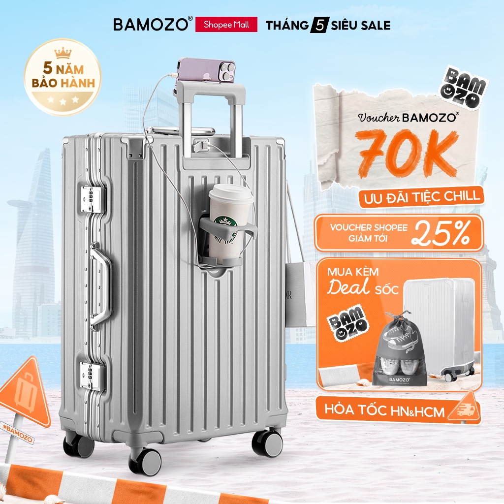 Vali Bamozo Khung Nhôm 9066 Size 20/24 Cao Cấp_9066
