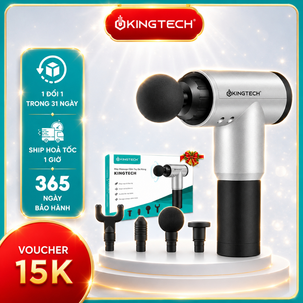 Máy Massage Cầm Tay KINGTECH KH-320 - Máy Mát xa Toàn Thân, Chuyên Sâu Cổ Vai Gáy Lưng, Giảm Đau Cơ 