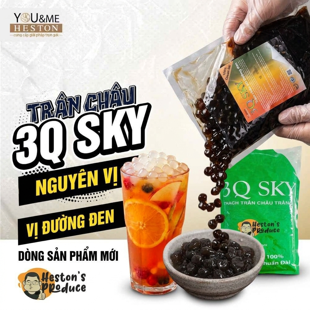 Trân châu 3Q SKY Trắng/ 3Q Đường Đen/ 3Q Olong giòn dai chuẩn Đài 2Kg
