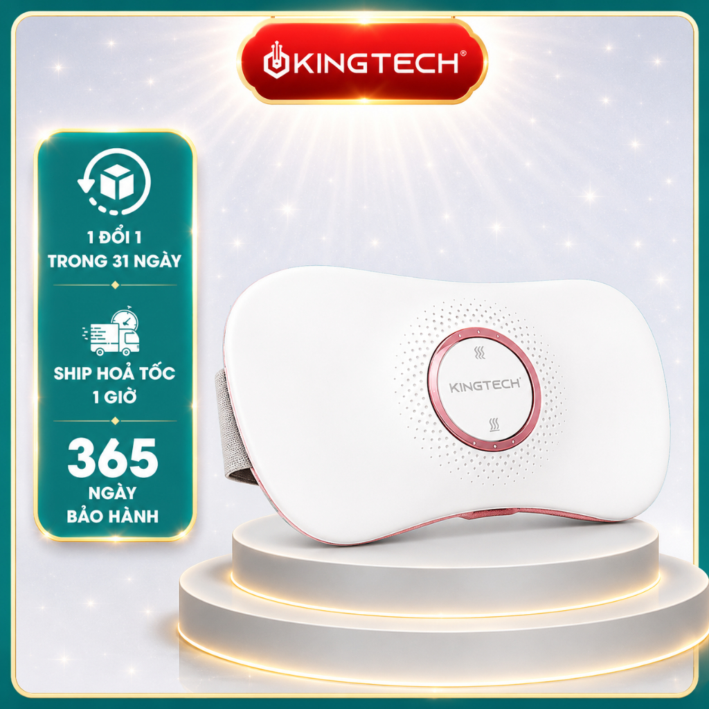 Máy Massage KINGTECH KS-220, Đai Chườm Nguyệt San Kết Hợp Rung Cao Tần, Làm Ấm - Bảo Hành 12 Tháng