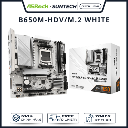 Mainboard ASRock B650M-HDV/M.2 White - Socket AM5, DDR5, PCIe 5.0, Tông Trắng Sang Trọng