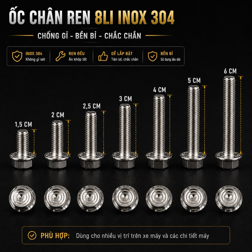 ỐC SALAYA INOX304 DẠNG TRỤ 8li  10li ( GIÁ 1 CON )