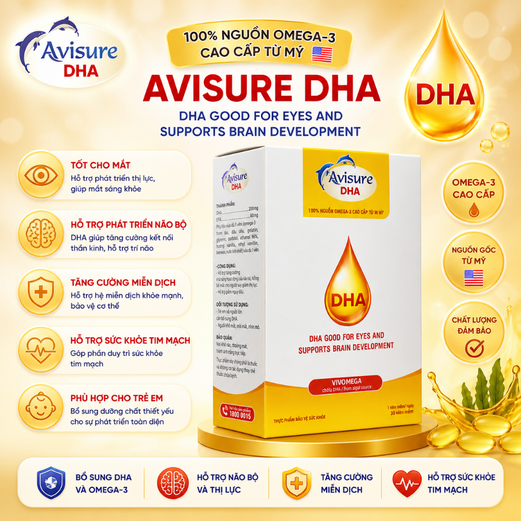 Avisure DHA Cho Mẹ – Bổ Sung DHA Cho Phụ Nữ Mang Thai, Hỗ Trợ Phát Triển Não Bộ & Thị Giác Thai Nhi