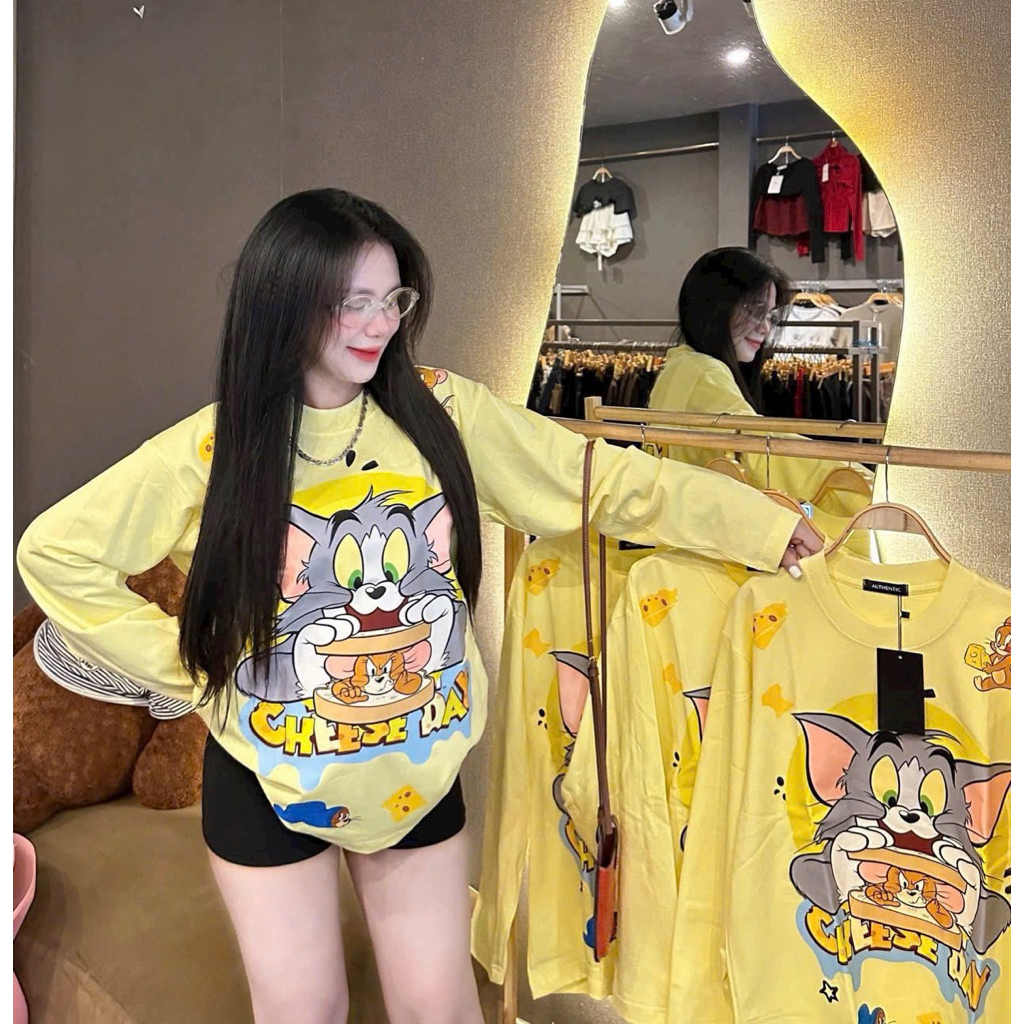 (NP SHOP ) ÁO THUN MÈO TOM-JERRY in hình sắc nét from rộng chất cotton dày dặn mặc mát