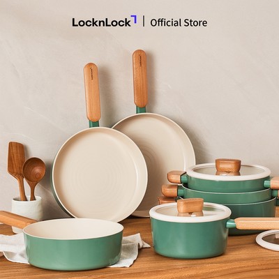 Chảo chống dính LocknLock Suit Sage IH phủ sứ ceramic dùng được bếp từ, bếp gas, bếp hồng ngoại và bếp điện