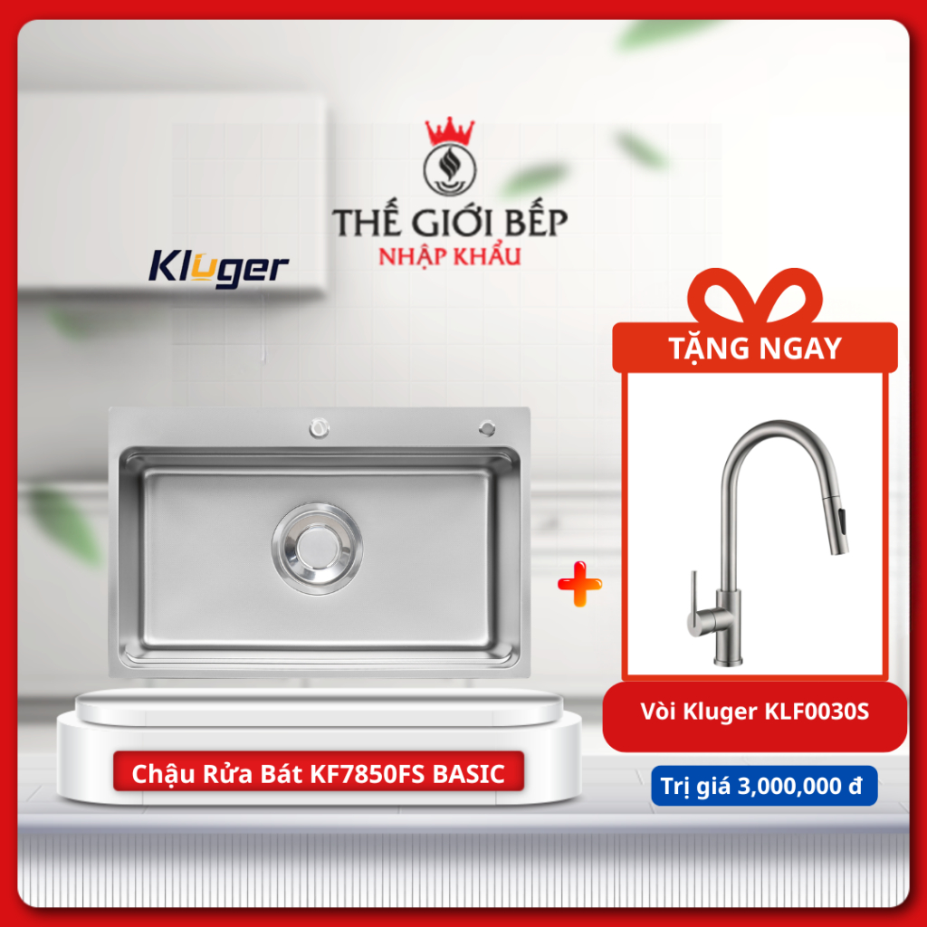 [TẶNG VÒI] Chậu rửa Bát Kluger KF7850FS Basic - Chống Trầy Xước, Bền Bỉ, Thiết Kế Tinh Tế