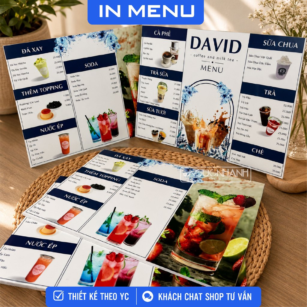In Menu Theo Yêu Cầu, Menu Formex, Menu Pvc , Menu ép plastic, Size a4 a3 , Incucnhanh