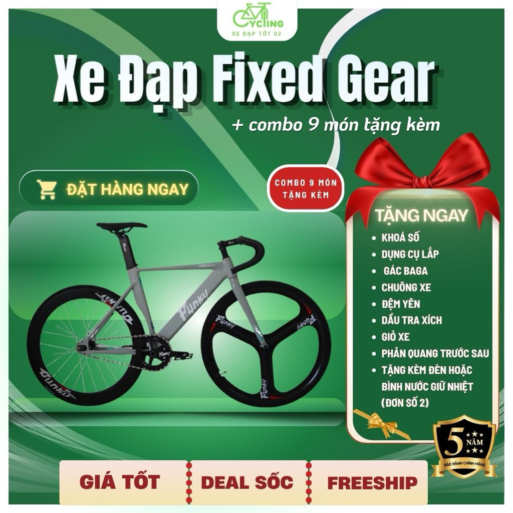 Xe Đạp Fixed Gear Funky Locking 700C Funky – Xe Đua Một Tốc Độ Khung Nhôm Nhẹ Vận Hành Linh Hoạt