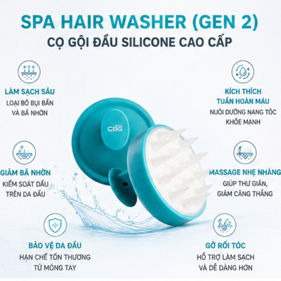 Dụng Cụ Gội Đầu Massage Da Đầu CBG Devices Spa Hair Washer – Silicone Mềm, Giảm Gàu