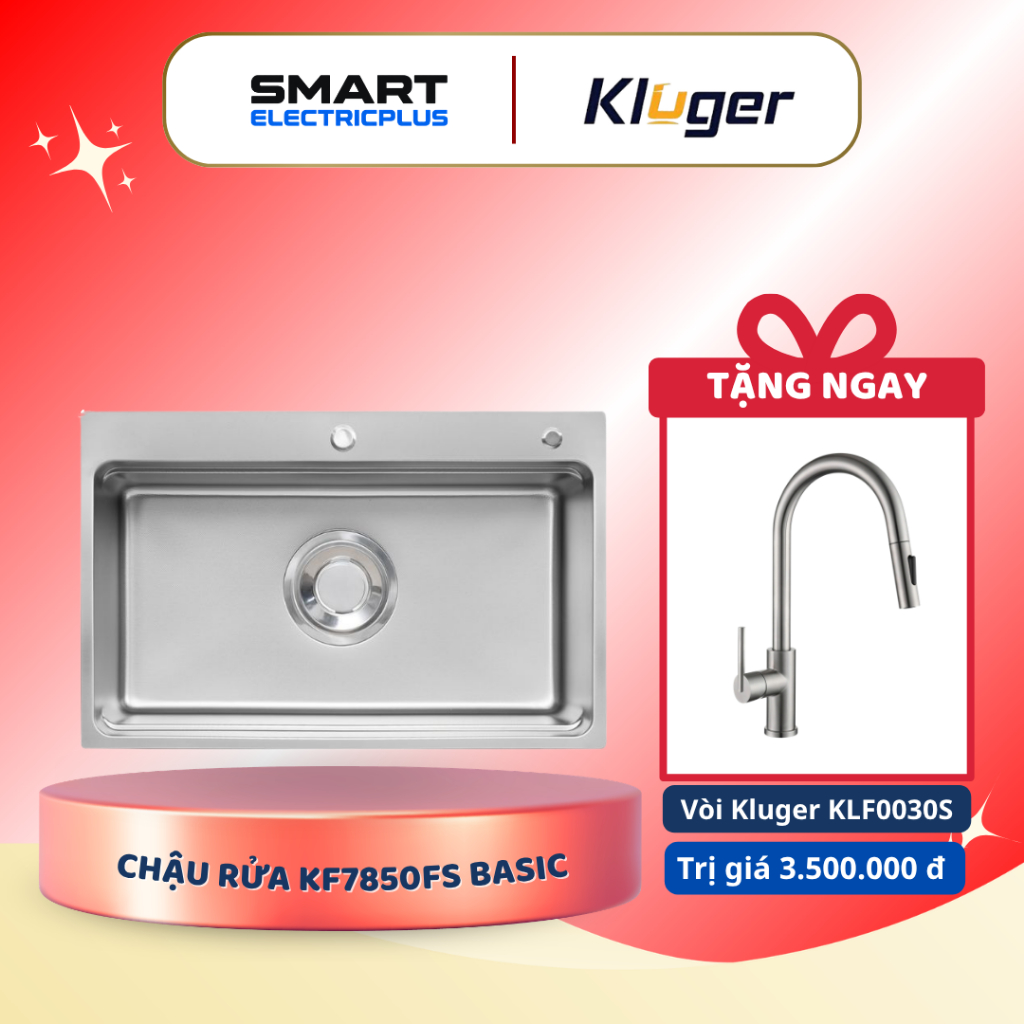 [TẶNG VÒI] Chậu rửa bát Kluger KF7850FS Basic - Kiểu Dáng Hiện Đại, Siêu Bền