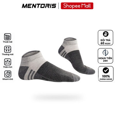 COMBO 3 Đôi Tất Cổ Ngắn MENTORIS Vải Cotton Khử Mùi, Kháng Khuẩn, Chống Thối Chân CB3MTN01
