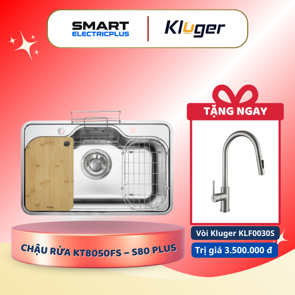 [ TẶNG VÒI ] Chậu rửa bát Kluger KT8050FS – S80 Plus Bề Mặt Mờ Chống Trầy Xước
