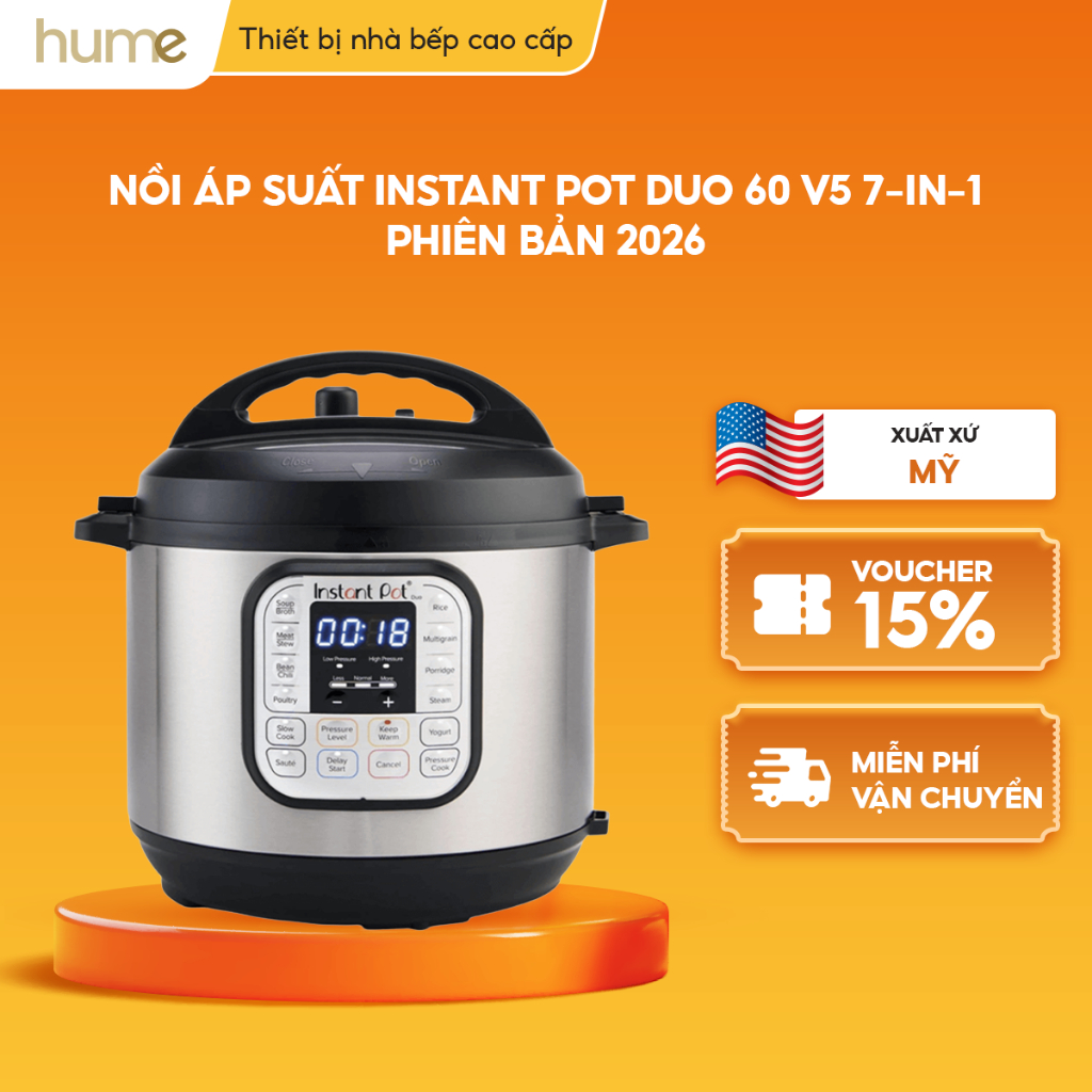 Nồi Áp Suất INSTANT POT DUO 60 V5 7-IN-1 - Bản Mới Nhất 2026 - 5.7 Lít - Bảo Hành 1 Năm