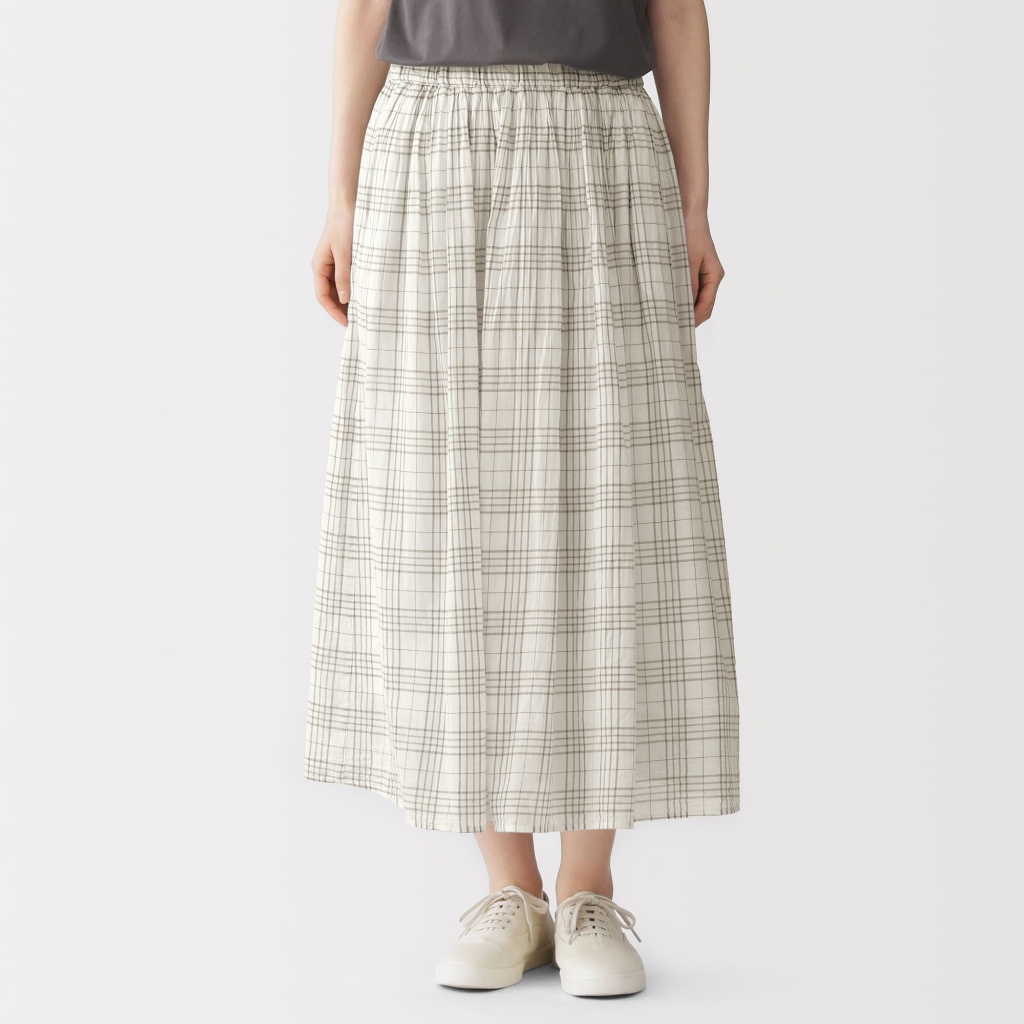 [26SS] MUJI Chân Váy Xếp Ly Voan Xoắn High Twisted