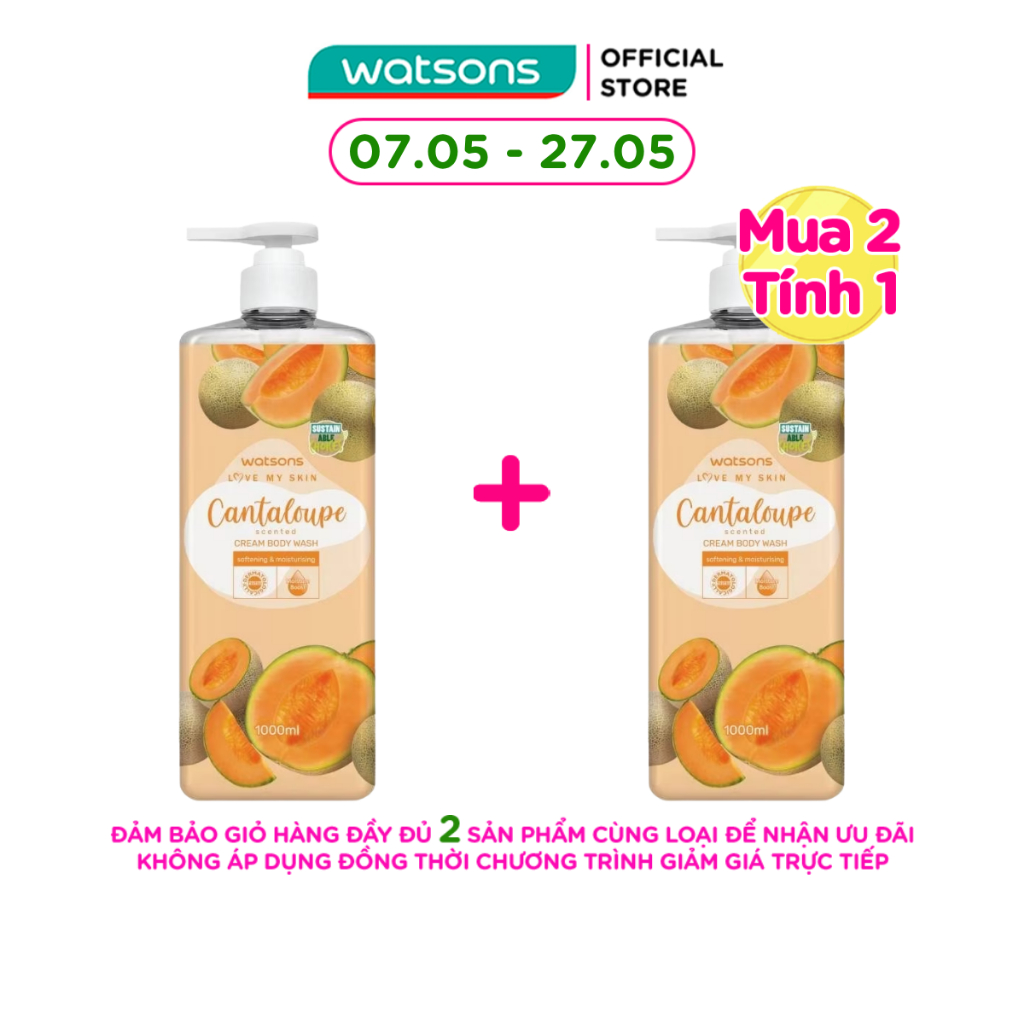 Kem Tắm Watsons Love My Skin Cantaloupe Scented Cream Body Wash 700ml/1000ml