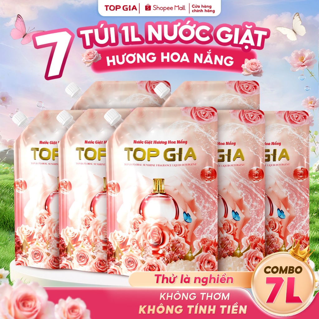 Nước Giặt Hương Hoa Nắng TOPGIA Túi 1L Đánh Bay Vết Bẩn Lưu Hương Lâu An Toàn Cho Da 0PT