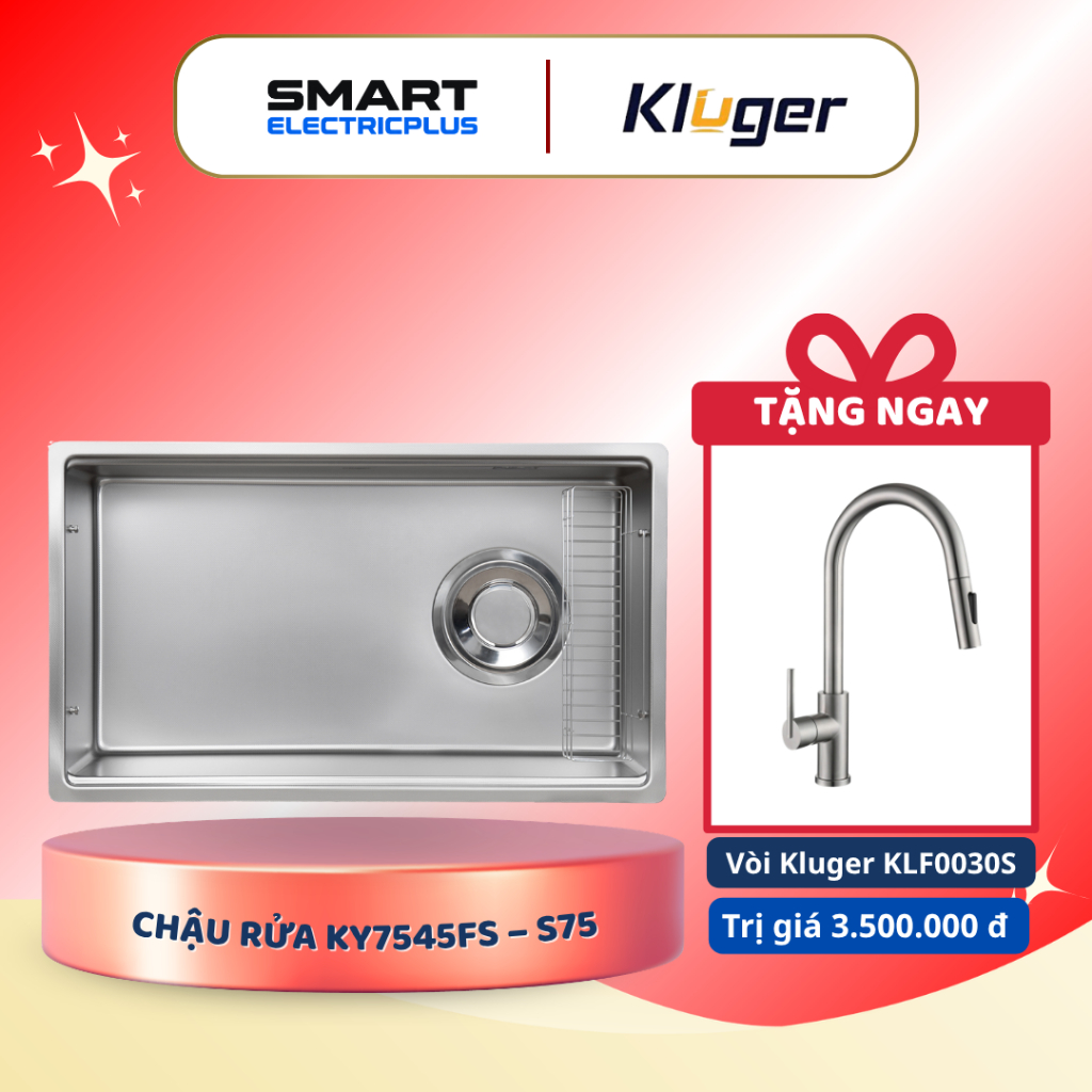 [TẶNG VÒI] Chậu rửa bát Kluger KY7545FS – S75 - Cao Cấp, Chống Ố, Dễ Lau Chùi