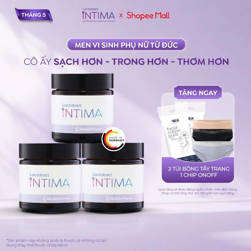 3 Hộp men vi sinh phụ nữ Lactobact Intima bổ sung lợi khuẩn, hỗ trợ giảm tái phát viêm, ngứa rát, tă