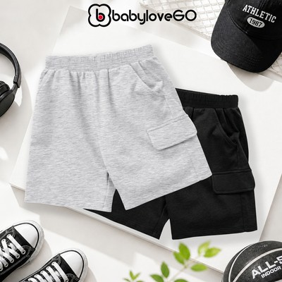 Quần đùi bé trai BabyloveGO quần short cho bé túi nắp giả cạp chun co giãn mềm mịn thoáng mát QT002