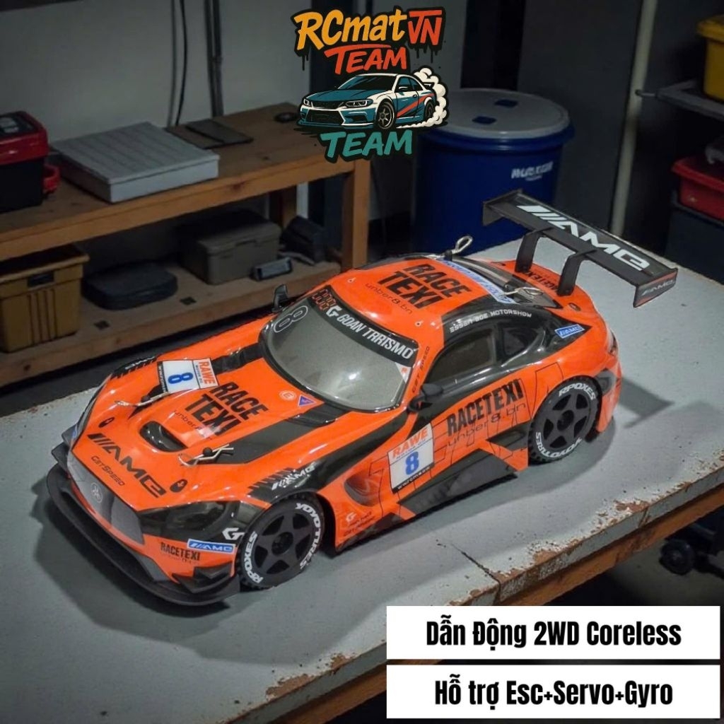 Xe điều khiển mini Drift tốc độ cao Mecedes AMG GT3 1/24 KANTOM có gyro giúp xe ổn định ở tốc độ cao