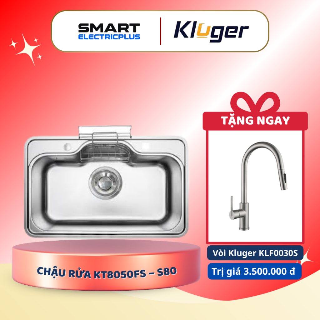 [TẶNG VÒI] Chậu rửa bát Kluger KT8050FS – S80 - Sang Trọng, Tiện Dụng, Thoát Nước Nhanh