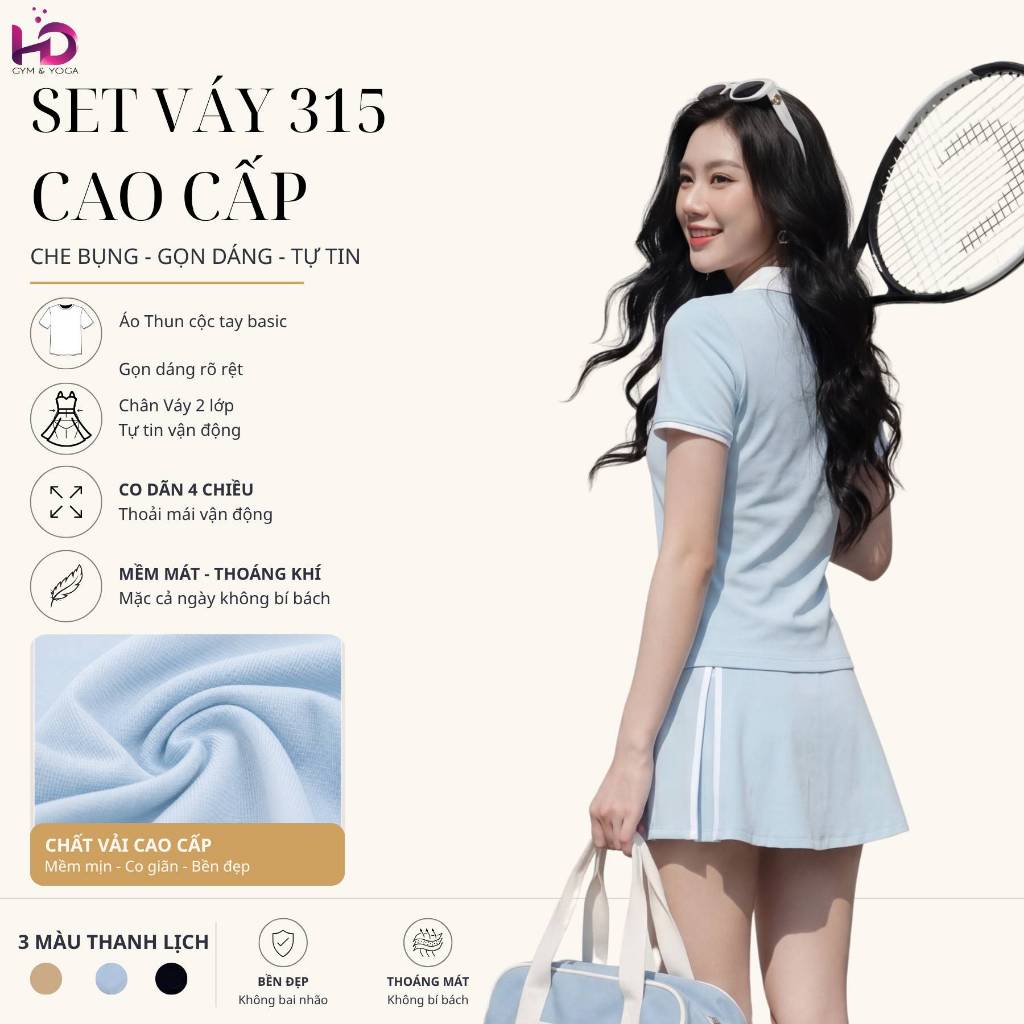 Short model DK 315.1.315, Set váy 315 Tuấn HD Thun Lạnh, PickleBall, Đi Chơi, Gym, Yoga Thoải Mái