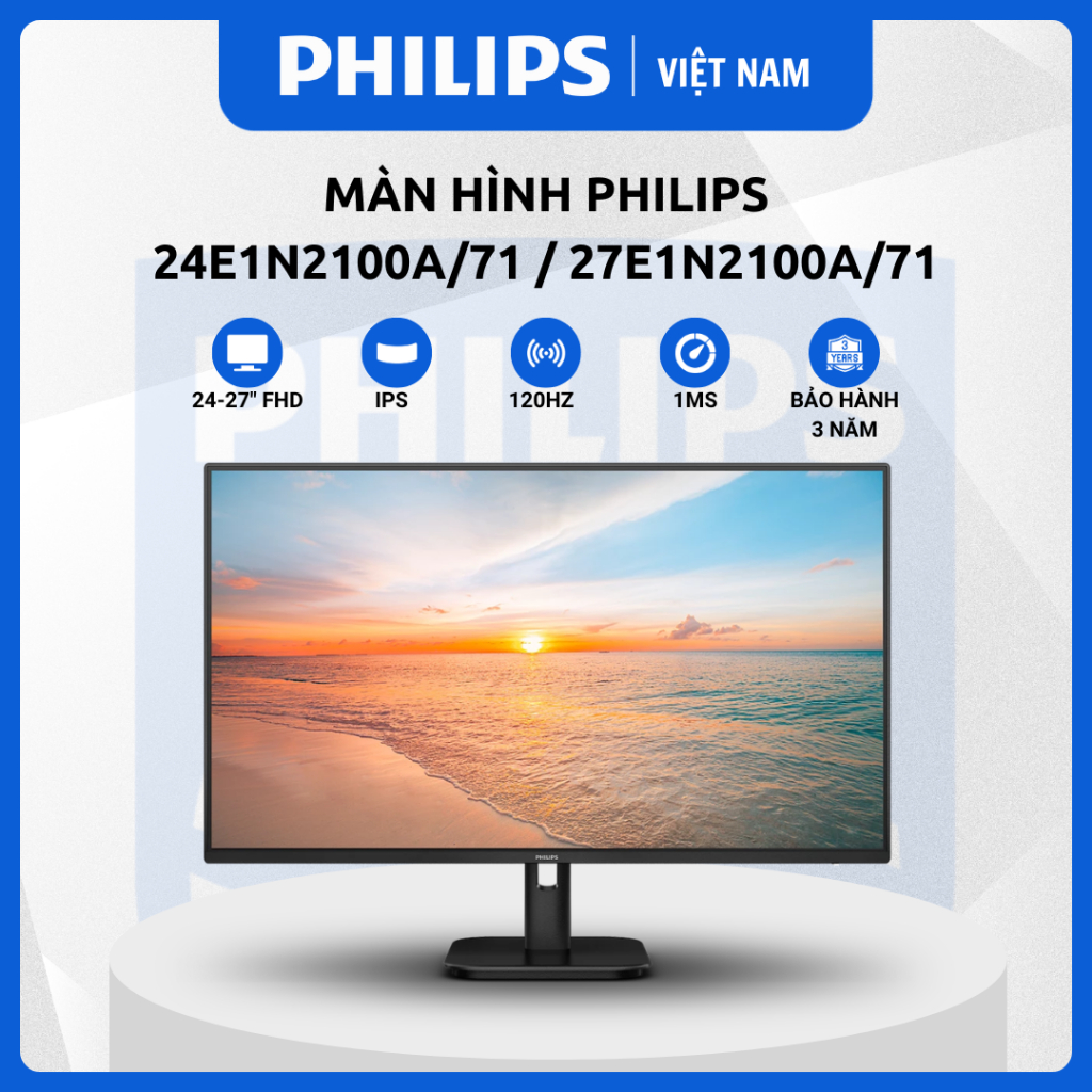 Màn hình Philips 24E1N2100A/71 / 27E1N2100A/71 - 24/27 inch FHD IPS - 120Hz - Loa kép - CHÍNH HÃNG