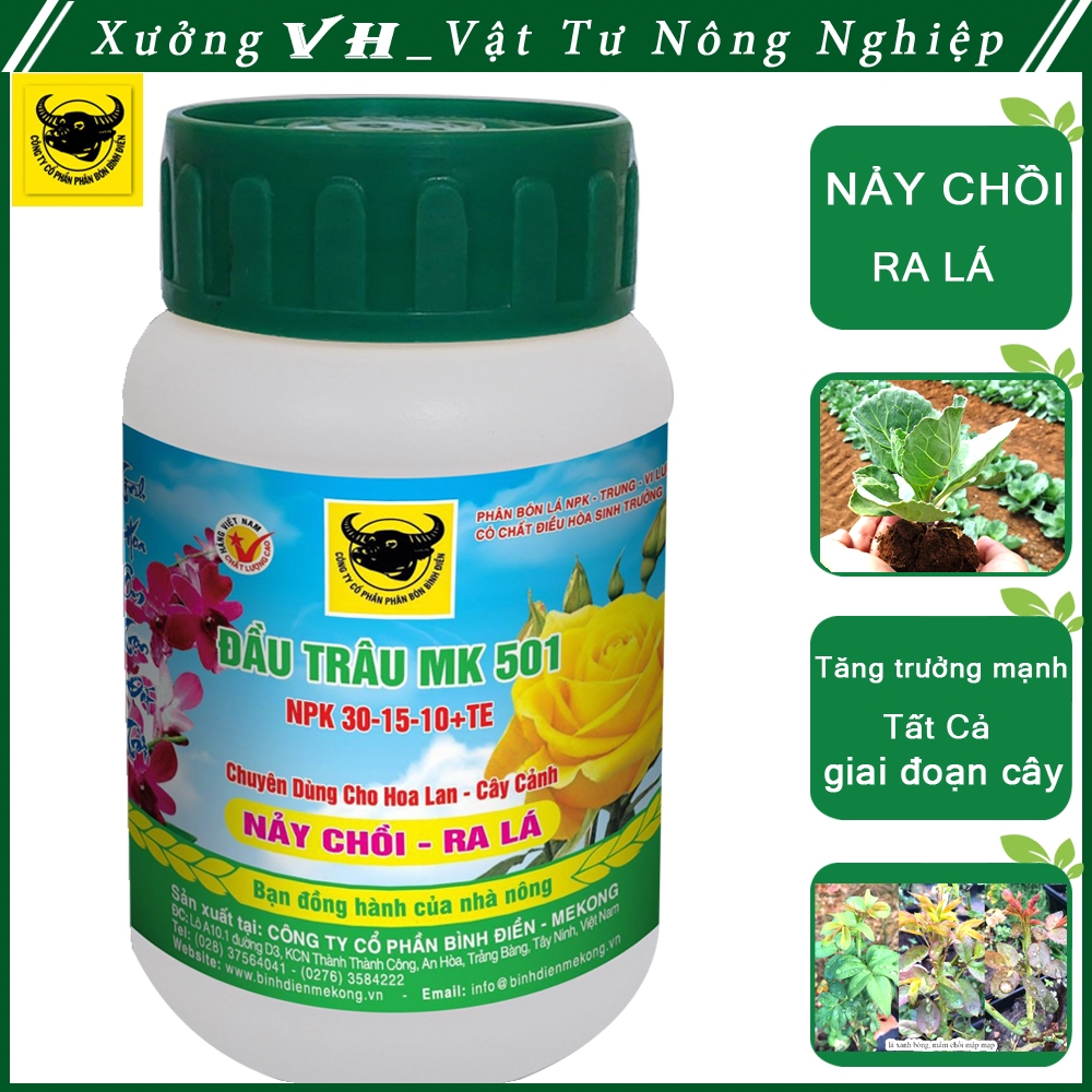 Phân bón lá đầu trâu MK 501 Siêu Kích Chồi cực mạnh Và dưỡng Lá 30-15-10+TE-100
