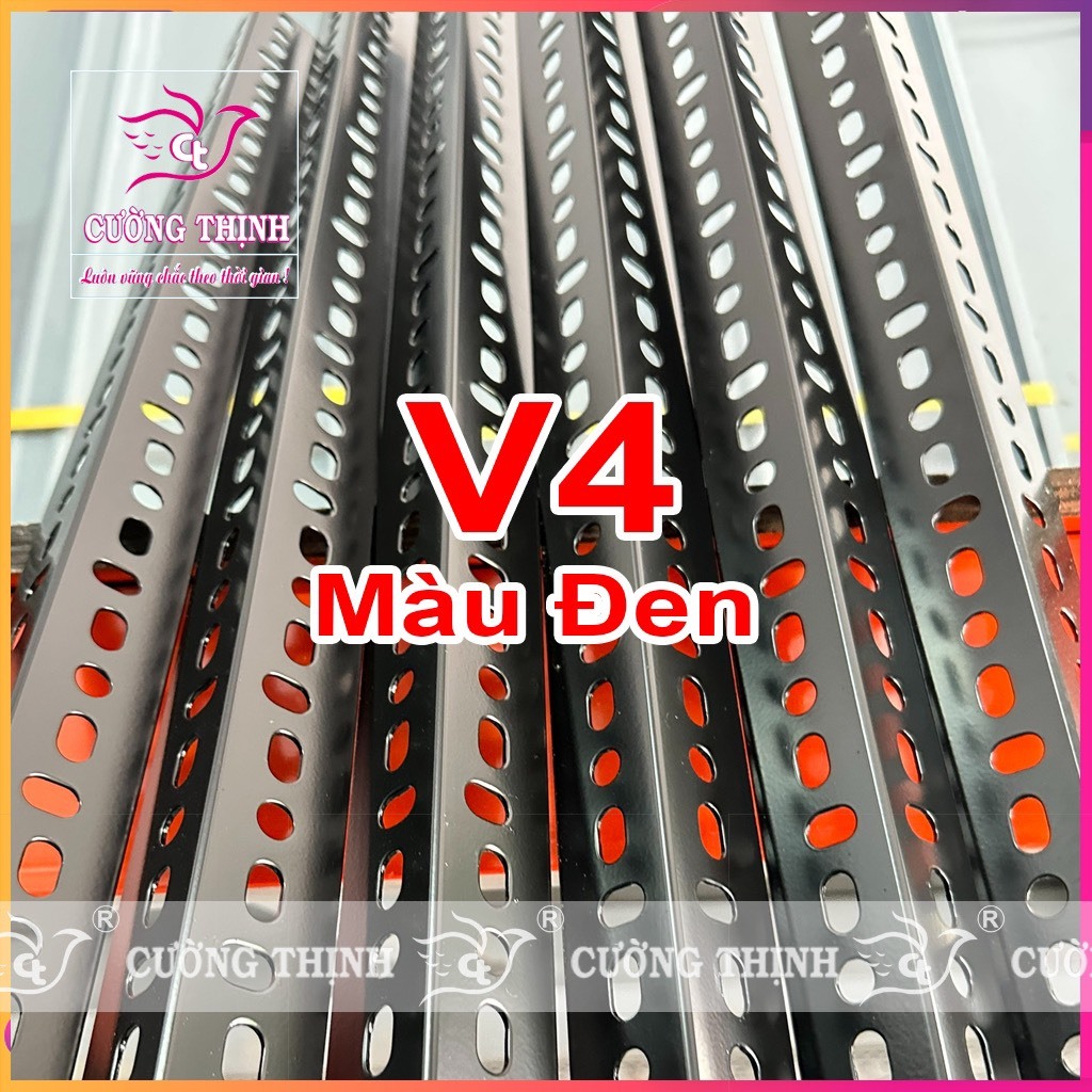 Thanh sắt V3-V4 Màu Đen dài 80cm-1m-1m2-1m5-1m8-2m.lắp đặt khung sắt lắp ráp kệ V lỗ. Sắt Ráp Kệ V L