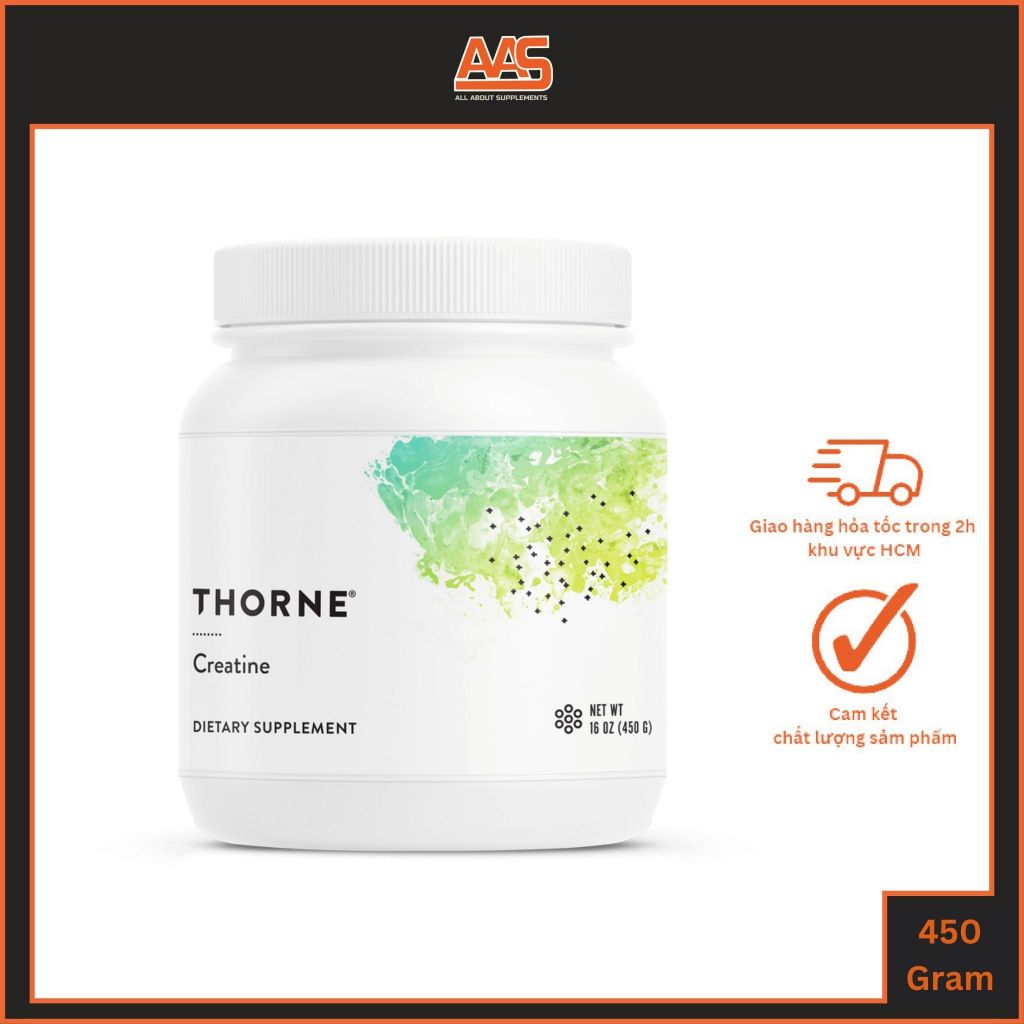 Bột hỗ trợ tăng sức mạnh THORNE CREATINE - 450G cao cấp tổng hợp năng lượng ATP, tốt trí não