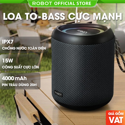 Loa Bluetooth ROBOT RB120S 15W Kháng Nước IPX7 Đèn Led RGB - Hỗ Trợ Kết Nối Thẻ Nhớ, AUX Tiện Lợi Âm Bass Mạnh