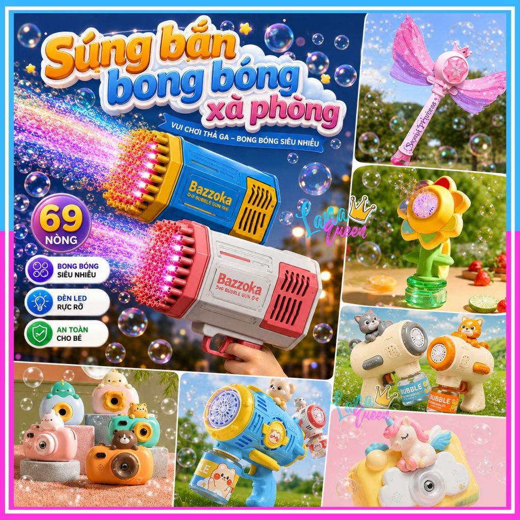 Súng Bắn Bong Bóng 44, 32, 10, 8, 69 Nòng Siêu Mạnh - LANA QUEEN
