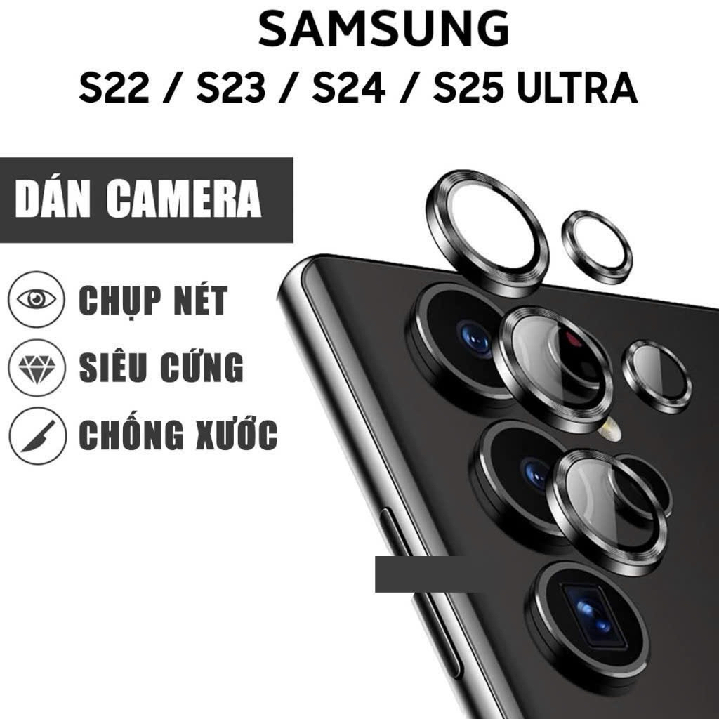 Dán mắt camera Samsung Galaxy S22 Ultra / S23 Ultra / S24 Ultra / S24 Ultra có kính cường lực chống 