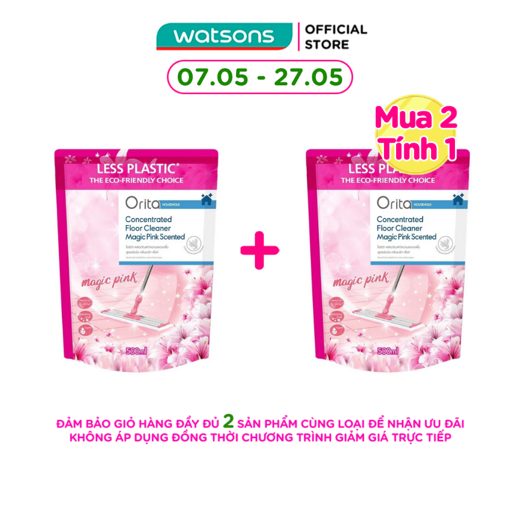 Nước Lau Sàn Orita Đậm Đặc Hương Magic Pink Floor Cleaner 500ml