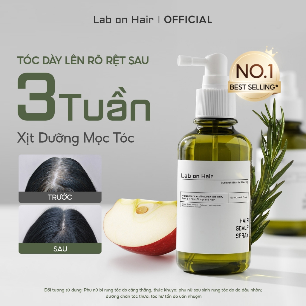 Xịt mọc tóc Lab on Hair 160ml xịt dưỡng tóc với giấm táo Kích thích mọc tóc Rụng Tóc