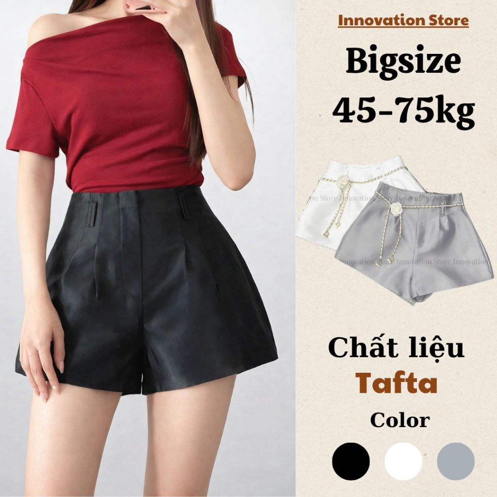 Quần Short Tafta Xòe Phồng 2 Lớp BIG SIZE Cạp Siêu Cao, Sooc Nữ Ngắn Vải Tafta xước Giãn Chuẩn Form 8855 | BigBuy360 - bigbuy360.vn