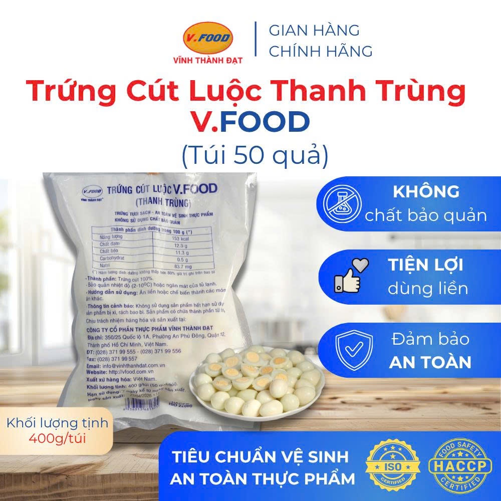Trứng Cút Luộc Thanh Trùng VFood, Bóc Vỏ Sẵn, Tiện Lợi Cho Quán & Gia Đình