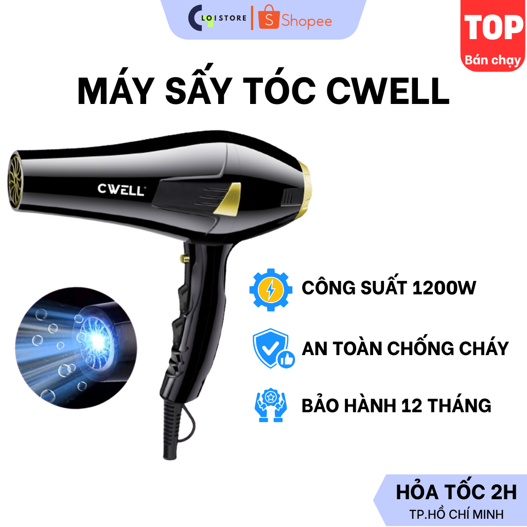 Máy sấy tóc CWELL C06HD, công suất lớn 2500W, 6 chế độ linh hoạt dùng chuẩn Salon