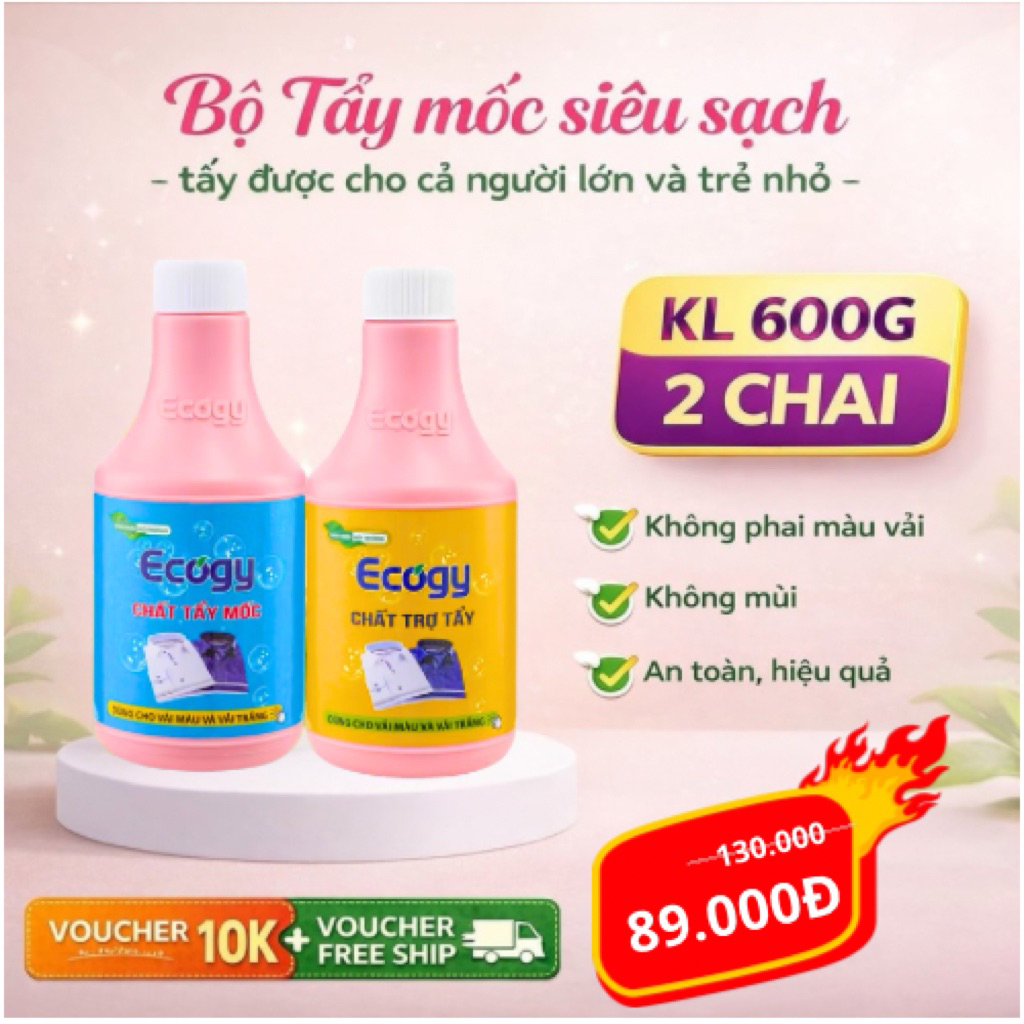Bộ Tẩy mốc Ecogy siêu sạch KHÔNG MÙI , tẩy sạch mốc , thâm kim , máu , nhựa chuối….